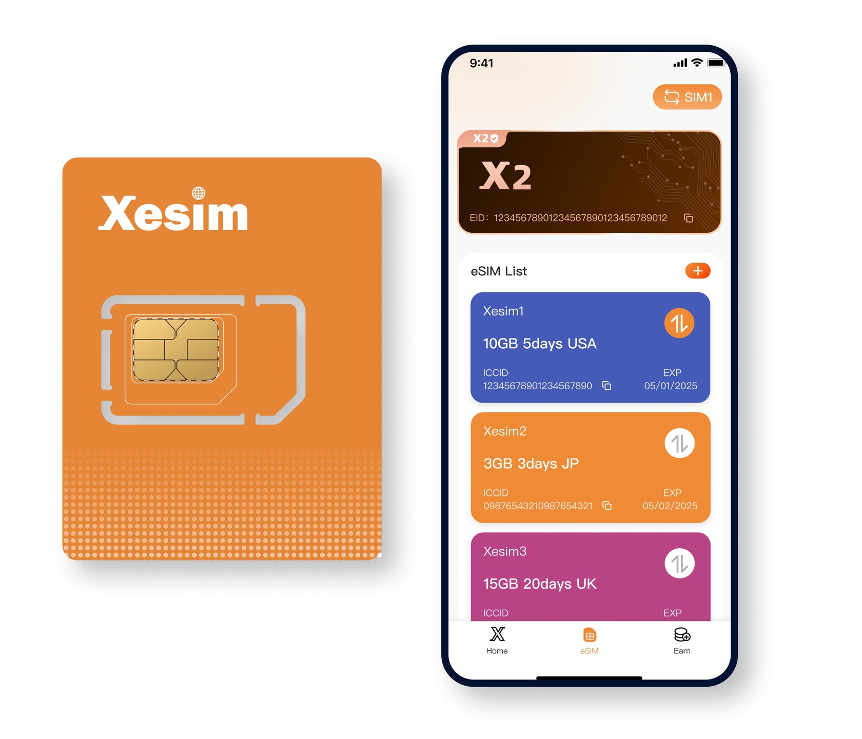 Xesim X1 : Physical SIM Card - Enable eSIM Support- includes 5 free do ...